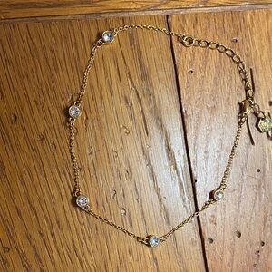 Touchstone Crystal Gold Anklet with Clear Accents